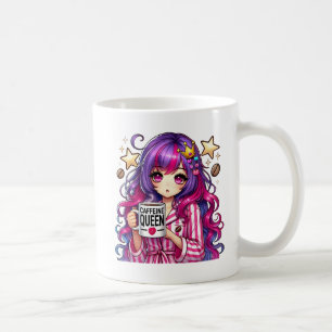 カフェイン・クイーン – Sassy Anime Girl in Pajamas コーヒーマグカップ
