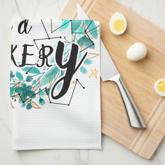 カフェイン&クロカリー引用文タイポグラフィ キッチンタオル (四つ折り)