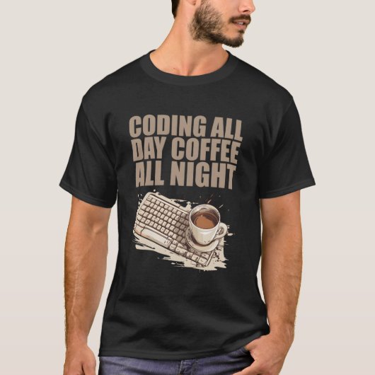 カフェイン コード ソフトウェア開発 エンジニア コーヒー Tシャツ (正面)