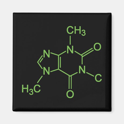カフェイン コーヒー 分子 化学式 ダイアグラム マグネット (正面)