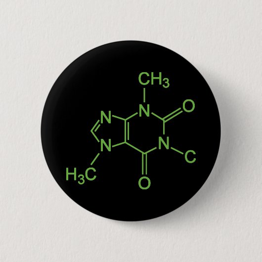 カフェイン コーヒー 分子 化学式 ダイアグラム 缶バッジ (正面)
