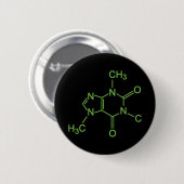 カフェイン コーヒー 分子 化学式 ダイアグラム 缶バッジ (正面&裏面)
