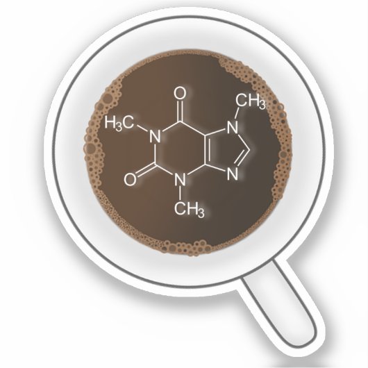 カフェイン、分子式 - コーヒーを飲もう シール (正面)