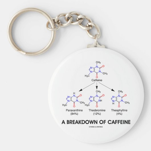 カフェイン（化学分子）の分解 キーホルダー (正面)