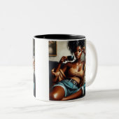 「カフェイン&自信」マグカップ ツートーンマグカップ (正面右)