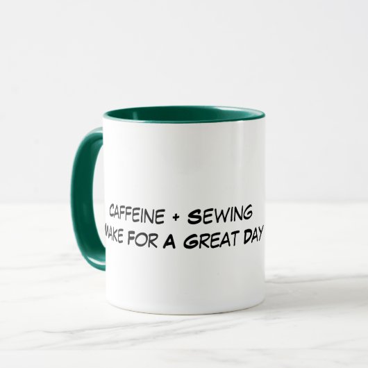 カフェイン+裁縫キルティングコーヒーマグ マグカップ (正面左)