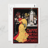 カフェエスプレッソヴィンテージドリンクアドアート ポストカード (正面/裏面)