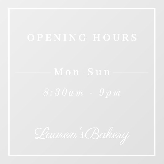 カフェエレガントベーカリーブティックショップストアオープン時間 ウィンドウサイン (シート)