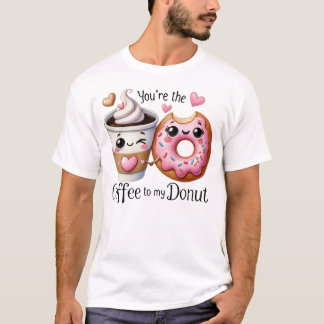 カフェオレとドーナツのかわいいフードアート Tシャツ