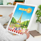 カフェオレイトパリジェンヌ編集可能ヴィンテージホリデイ ポスター