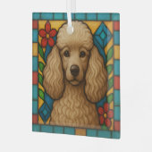 カフェオレイトプードルドッグ「ステンドグラス」 ガラスオーナメント (正面左)