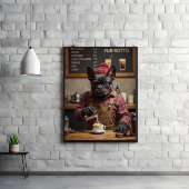 カフェカオス:フランスのバーの背後のブルドッグ ポスター