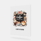 ☕カフェカスタムコーヒーコーヒーハッピープレイス アクリルサイン (傾斜)