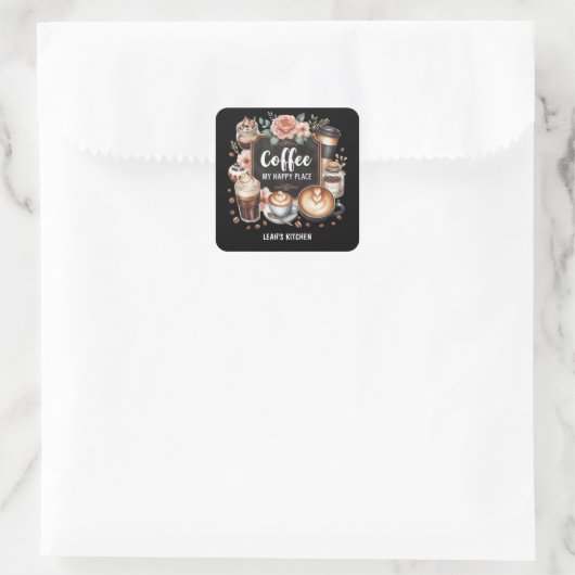 ☕カフェカスタムコーヒーコーヒーハッピープレイス スクエアシール (バッグ)