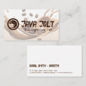 カフェカップロゴ | コーヒー豆のスプラッシュ 名刺 (正面/裏面)