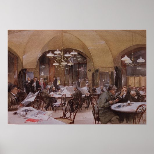 カフェグリエンシュタイドル、ウィーン、1890年 ポスター (正面)