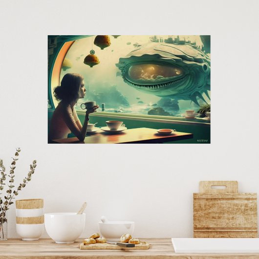 カフェコロナ(スケッチボードロゴ付き) ポスター (キッチン)