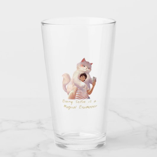 カフェコンパニオン – Selfie with a Giant Cat タンブラーグラス (正面)