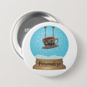 カフェコーヒーカップのサインスノーグローブボタン 缶バッジ (正面&裏面)