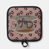 カフェコーヒーカップ及びコーヒー豆ポットホルダー 鍋敷き (正面)