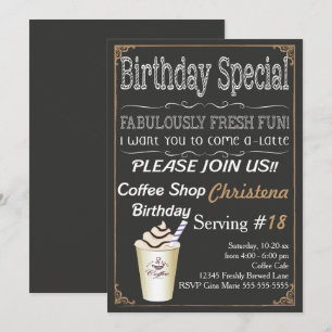 カフェコーヒーショップ誕生日パーティーの招待状 招待状