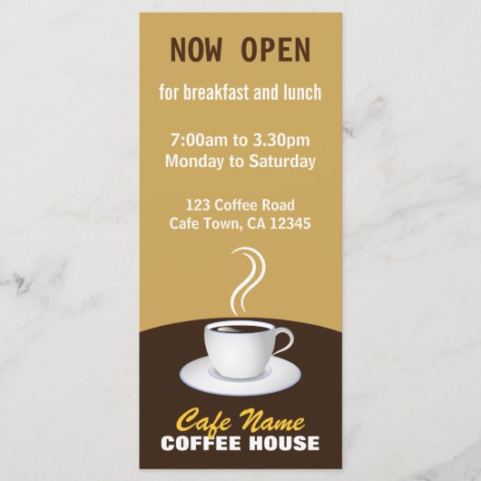 カフェコーヒーメニューショップベージュとブラウンラックカード メニュー (正面)