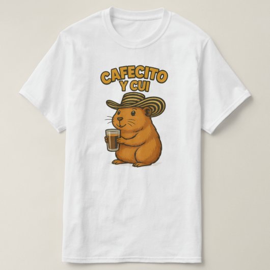 カフェシトとモルモット Tシャツ (デザイン正面)