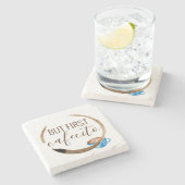 カフェシートコーヒーマグキューバエスプレッソウォーターカラー ストーンコースター (横)