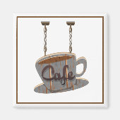 カフェダイナーサインコーヒーショップウッドつるズサイン マグネット (正面)