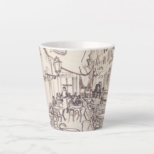 カフェテラスat Night、ファインアートスケッチ、ヴァンゴッホ カフェラテマグ (正面)