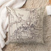 カフェテラスat Night、ファインアートスケッチ、ヴァンゴッホ クッション (ブランケット)