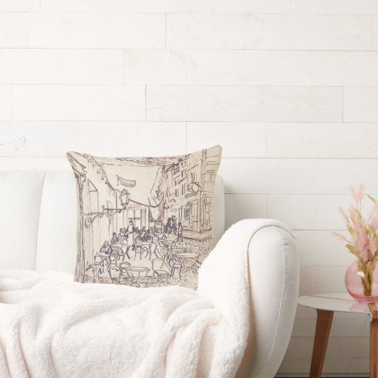 カフェテラスat Night、ファインアートスケッチ、ヴァンゴッホ クッション (ソファ)