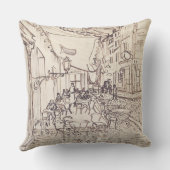 カフェテラスat Night、ファインアートスケッチ、ヴァンゴッホ クッション (裏面)