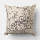 カフェテラスat Night、ファインアートスケッチ、ヴァンゴッホ クッション (正面)