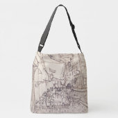 カフェテラスat Night、ファインアートスケッチ、ヴァンゴッホ クロスボディバッグ (裏面)