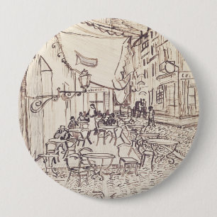 カフェテラスat Night、ファインアートスケッチ、ヴァンゴッホ 缶バッジ
