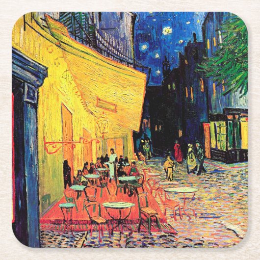 カフェテラスat Night, Vincent van ゴッホ, 1888 スクエアペーパーコースター (正面)