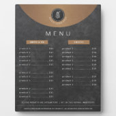 カフェテリアのロゴ銅ブラックシャルボードの価格表 フォトプラーク (正面)
