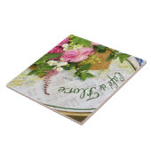 カフェデフロアビストロテーブル(セラミックバラタイル付き) タイル (側面)