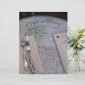 カフェデフローレ，パリ，フランス – 配置設定，メニュー (スタンド正面)