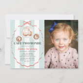 カフェトゥモンド リボン コーヒー 写真 娘 2歳 誕生日 招待状 (正面)