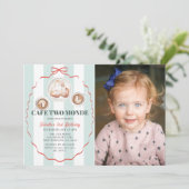 カフェトゥモンド リボン コーヒー 写真 娘 2歳 誕生日 招待状 (スタンド正面)