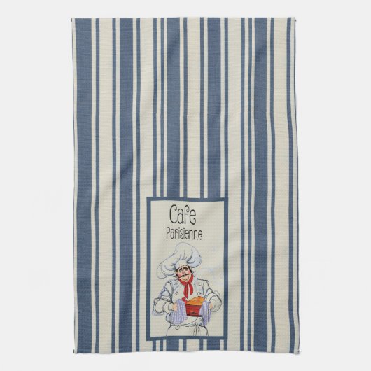 カフェパリジェンネフランスのファットシェフフランスのヴィンテージ キッチンタオル (縦)
