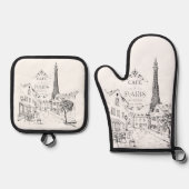 カフェパリ 鍋つかみ&鍋敷きセット (正面)