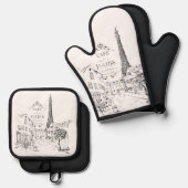 カフェパリ 鍋つかみ&鍋敷きセット (正面/裏面)