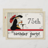 カフェパーソナライズされた協会女性誕生会 招待状 (正面/裏面)