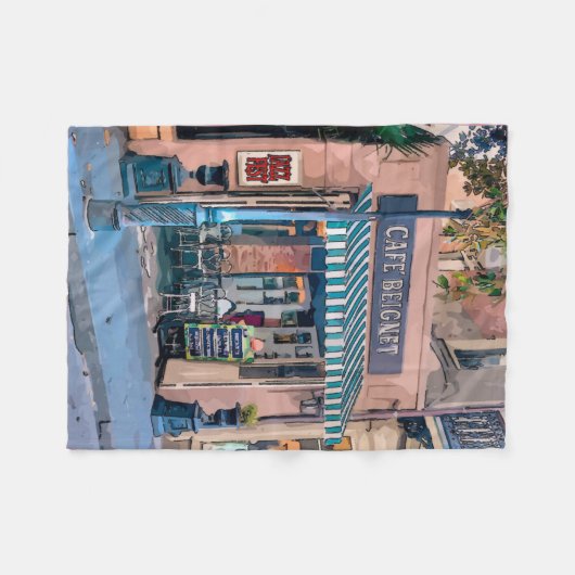 カフェビーグネットコーヒーショップクォーフランスのター フリースブランケット (正面(横))