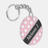 カフェピンク詰め合わせ水玉模様アクリルキーチェーン キーホルダー (正面左)