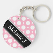カフェピンク詰め合わせ水玉模様アクリルキーチェーン キーホルダー (裏面)