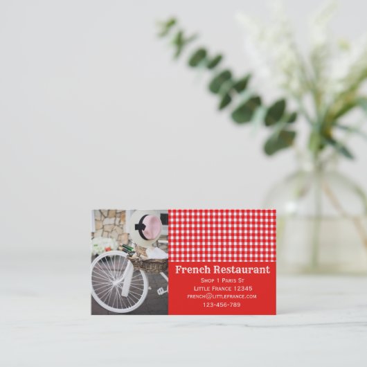 カフェフランスのパティスリーのレストランビジネス 名刺 (スタンド正面)